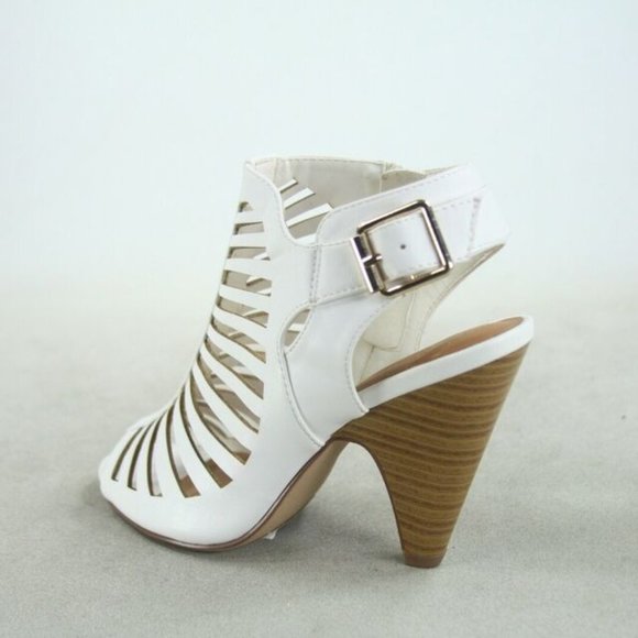 Women's  Fashion Strappy Caged Kitten Chunky Heel Sandal Shoes - Picture 15 of 16